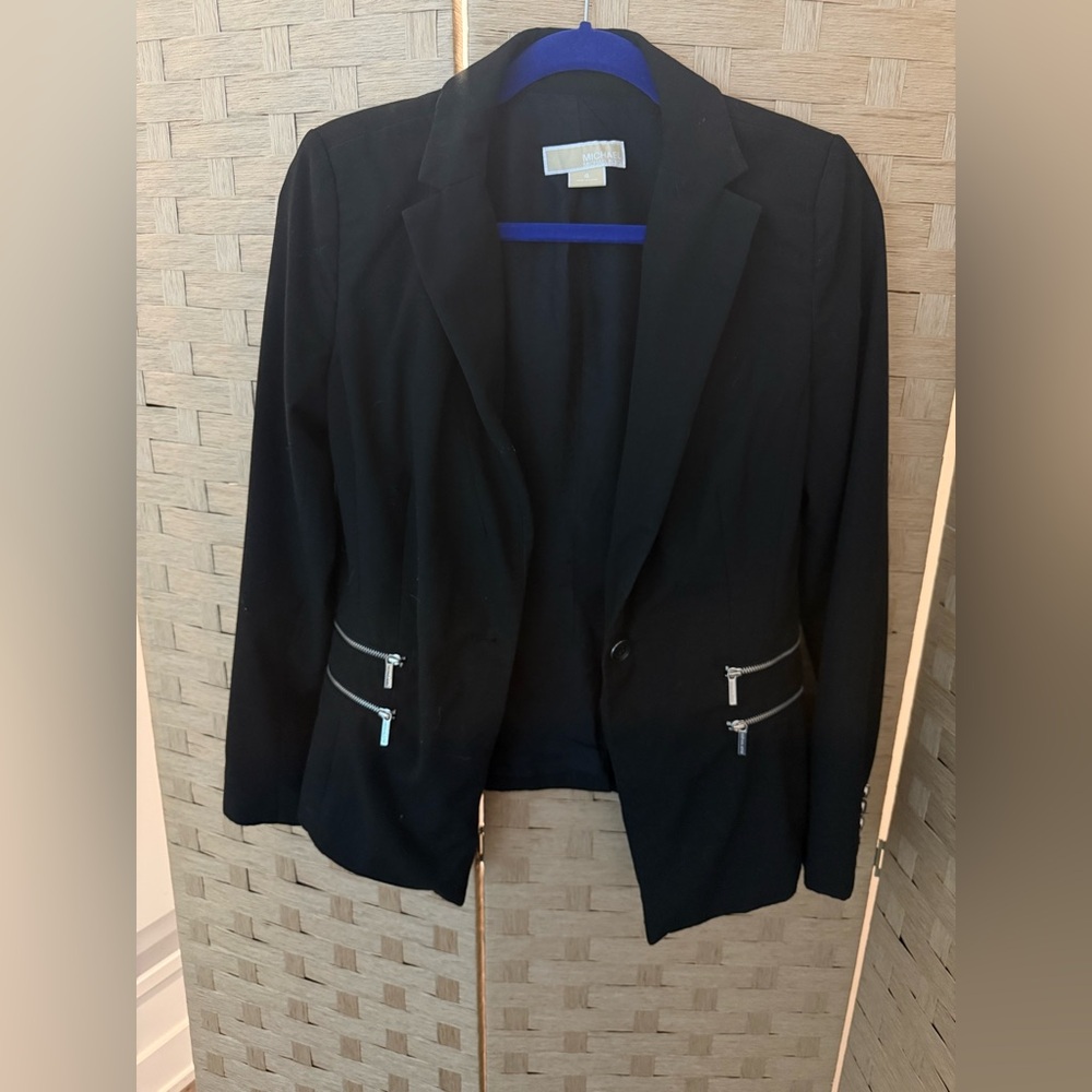 Michael Kors Black Blazer with Silver Zipper Accents